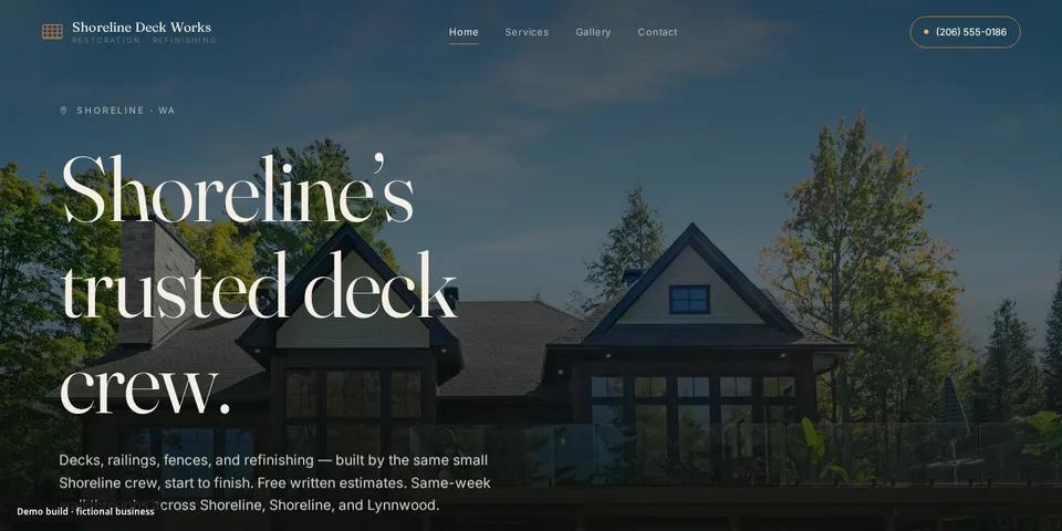 Demo site for Shoreline Deck Works, a fictional deck restoration business
